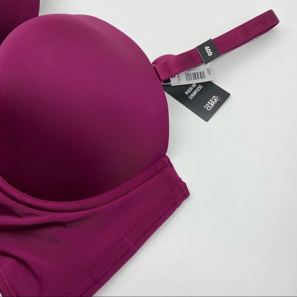 Torrid Women’s Plus Size Push-Up Dark Berry Pink MultiWay Strapless Longline Bra - Picture 14 of 15